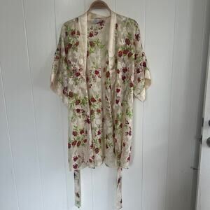Vintage Morgan Taylor Intimates Kimono Robe M/L Rose Wildflowers